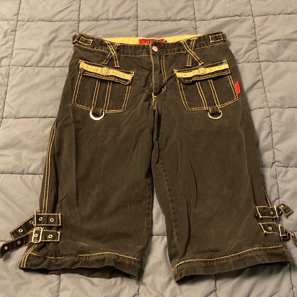 Vintage Tripp NYC Black capri’s with Yellow Stitching